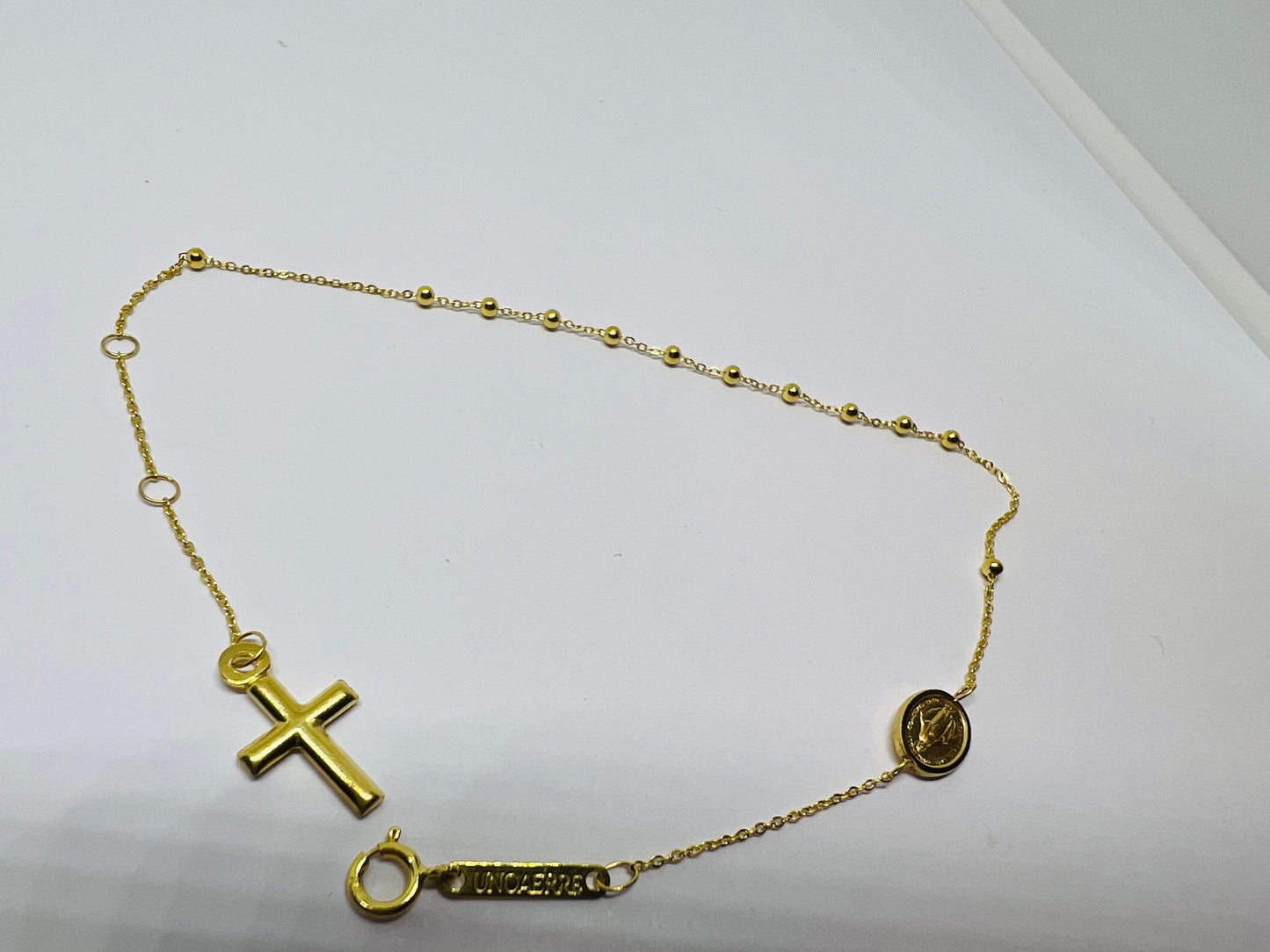 Bracelet Chapelet Vierge miraculeuse , Or jaune massif 18k 750%