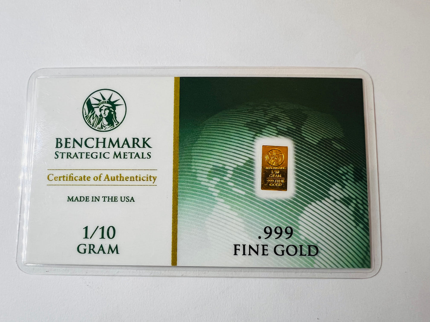 5 Lingots 1/10 grammes or fin 24k 999.9