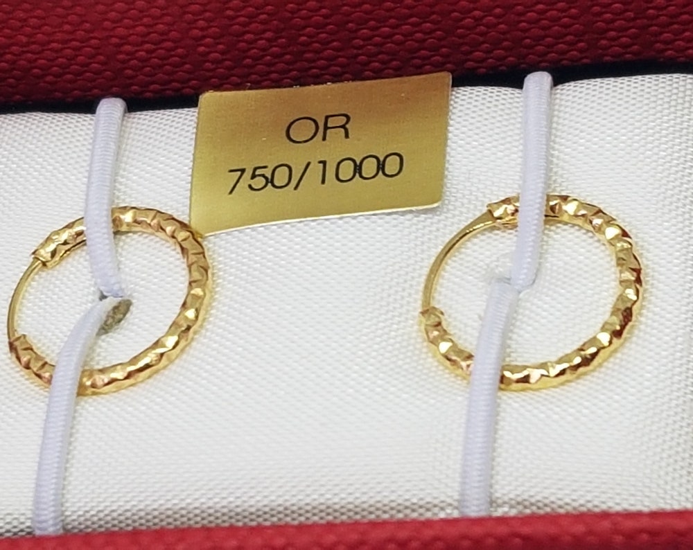 2 Créoles 8 mm Or Jaune massif 18 carats