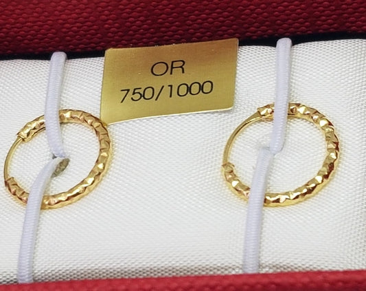 2 Créoles 8 mm Or Jaune massif 18 carats