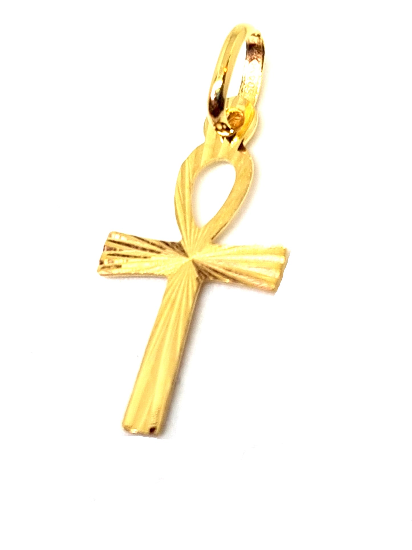 Pendentif croix de vie or jaune massif 18k 750%
