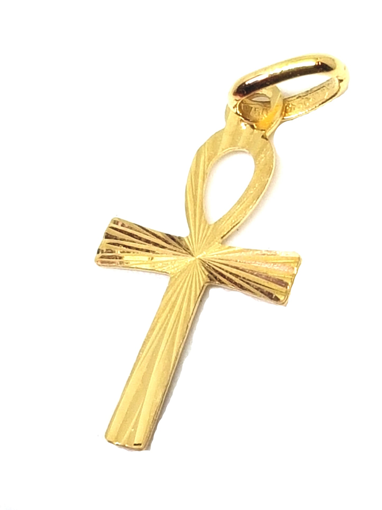 Pendentif croix de vie or jaune massif 18k 750%