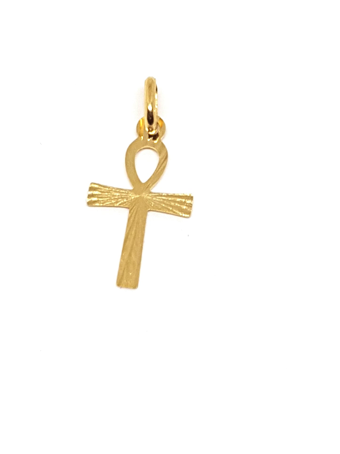 Pendentif croix de vie or jaune massif 18k 750%