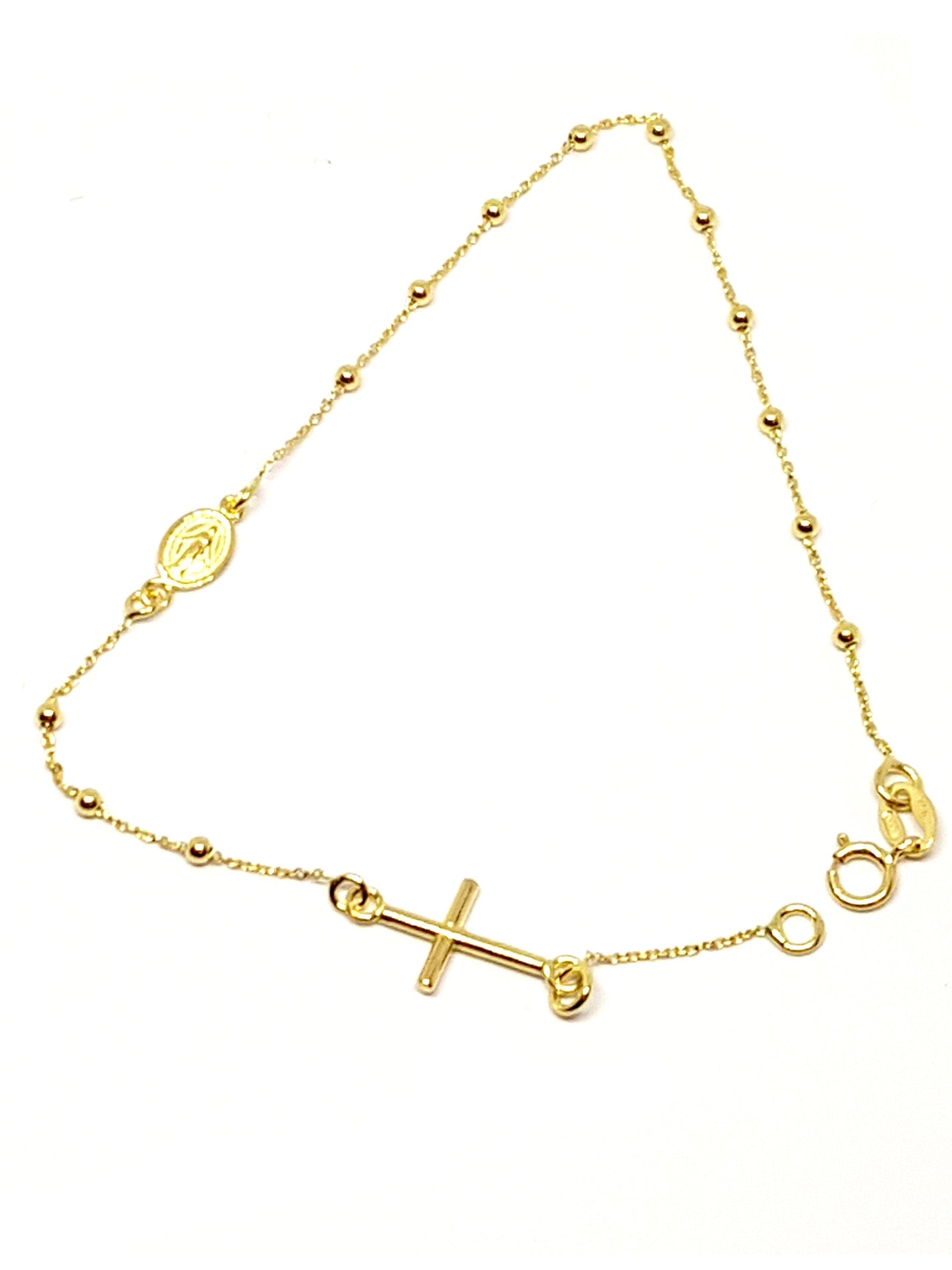 Bracelet Chapelet Vierge miraculeuse , Or jaune massif 18k 750%