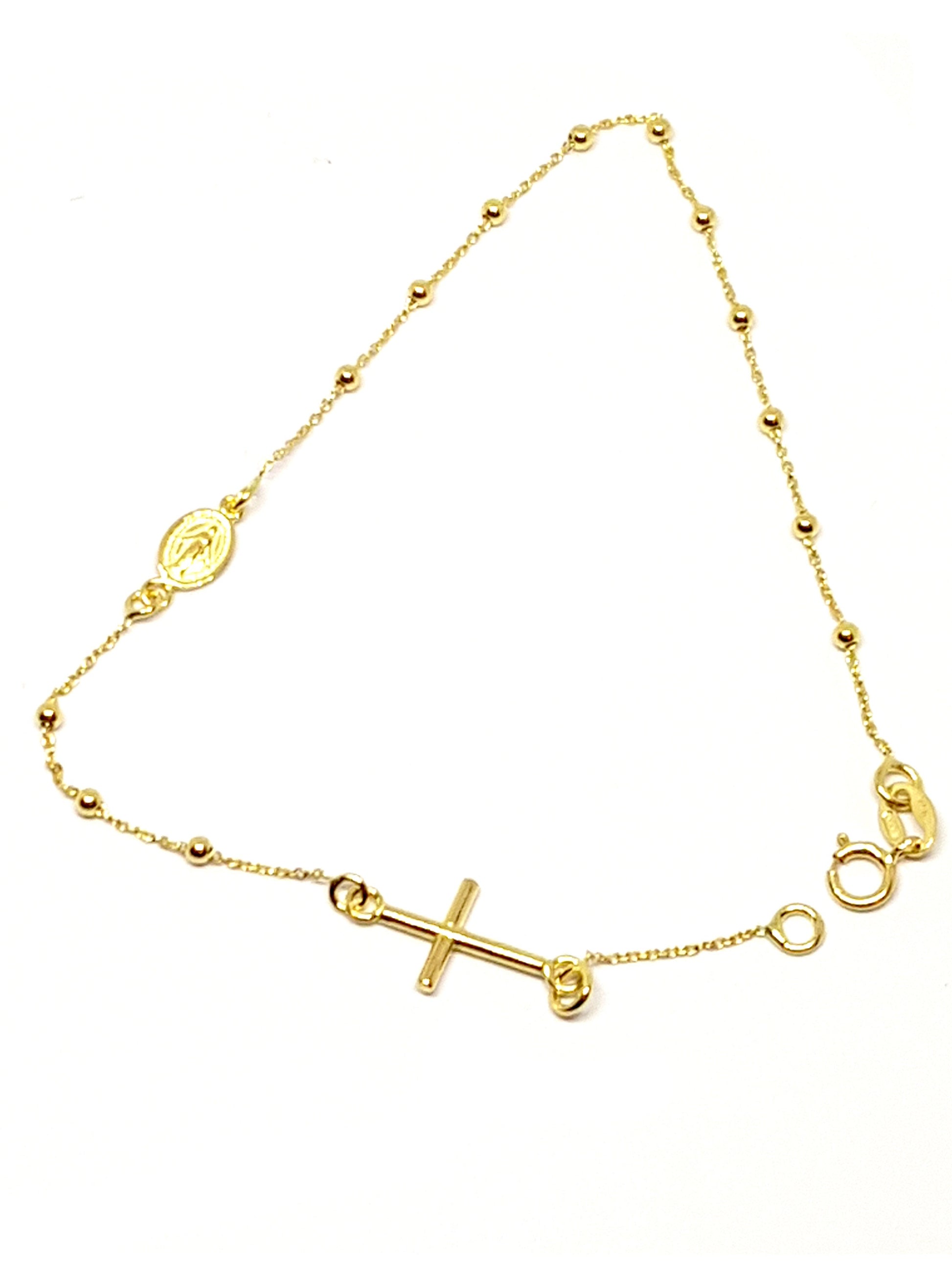 Bracelet Chapelet Vierge miraculeuse , Or jaune massif 18k 750%
