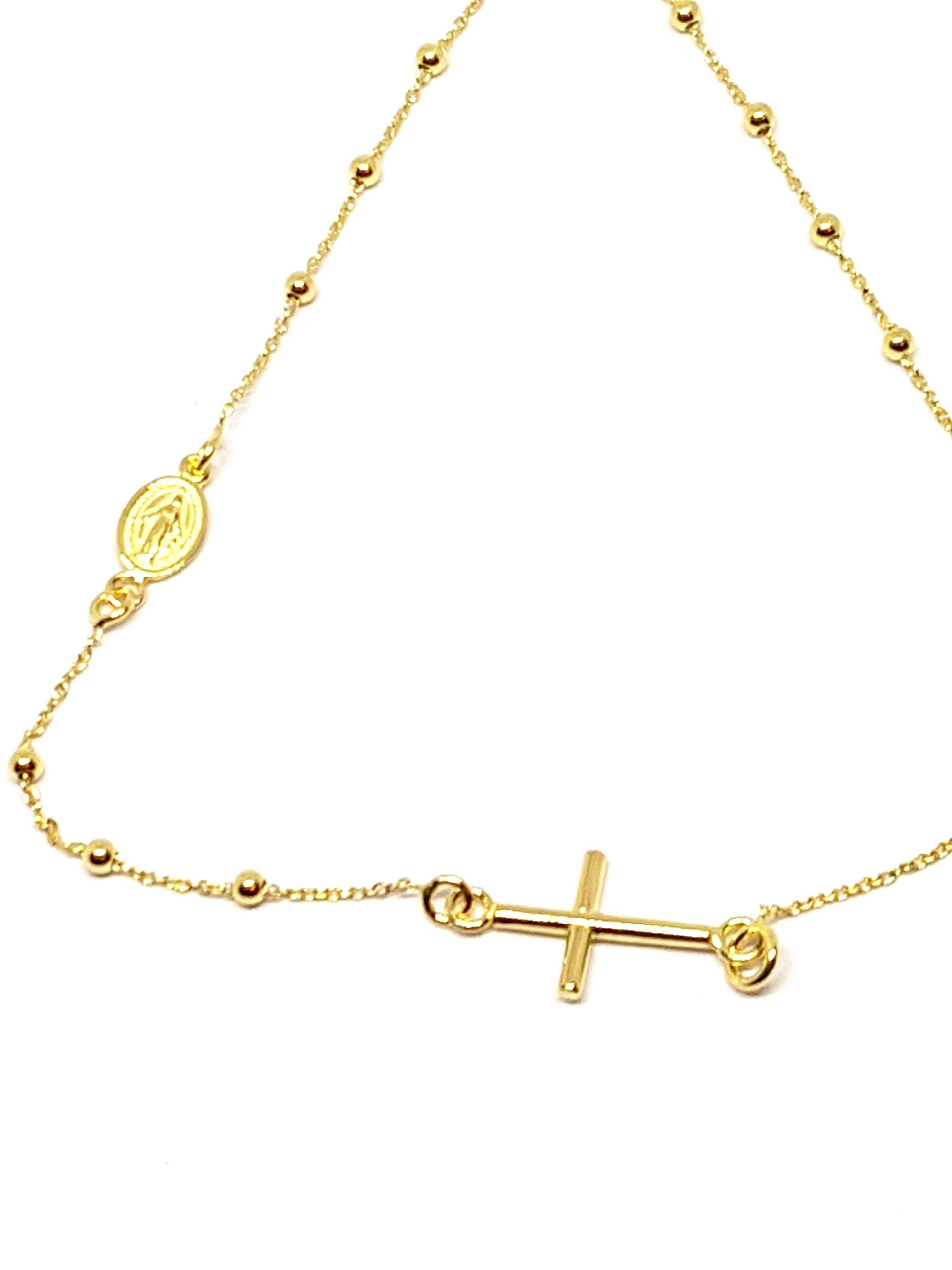Bracelet Chapelet Vierge miraculeuse , Or jaune massif 18k 750%