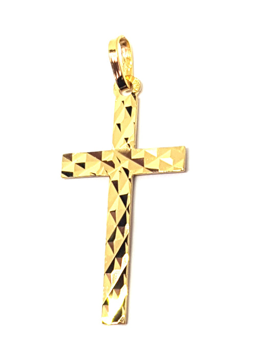 Pendentif Croix facettée , Or Jaune massif 18K 750%