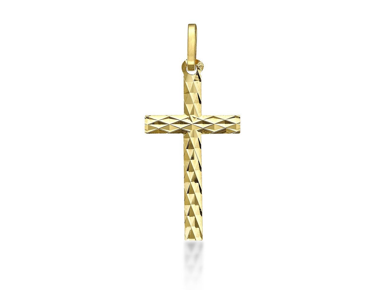 Pendentif Croix facettée , Or Jaune massif 18K 750%