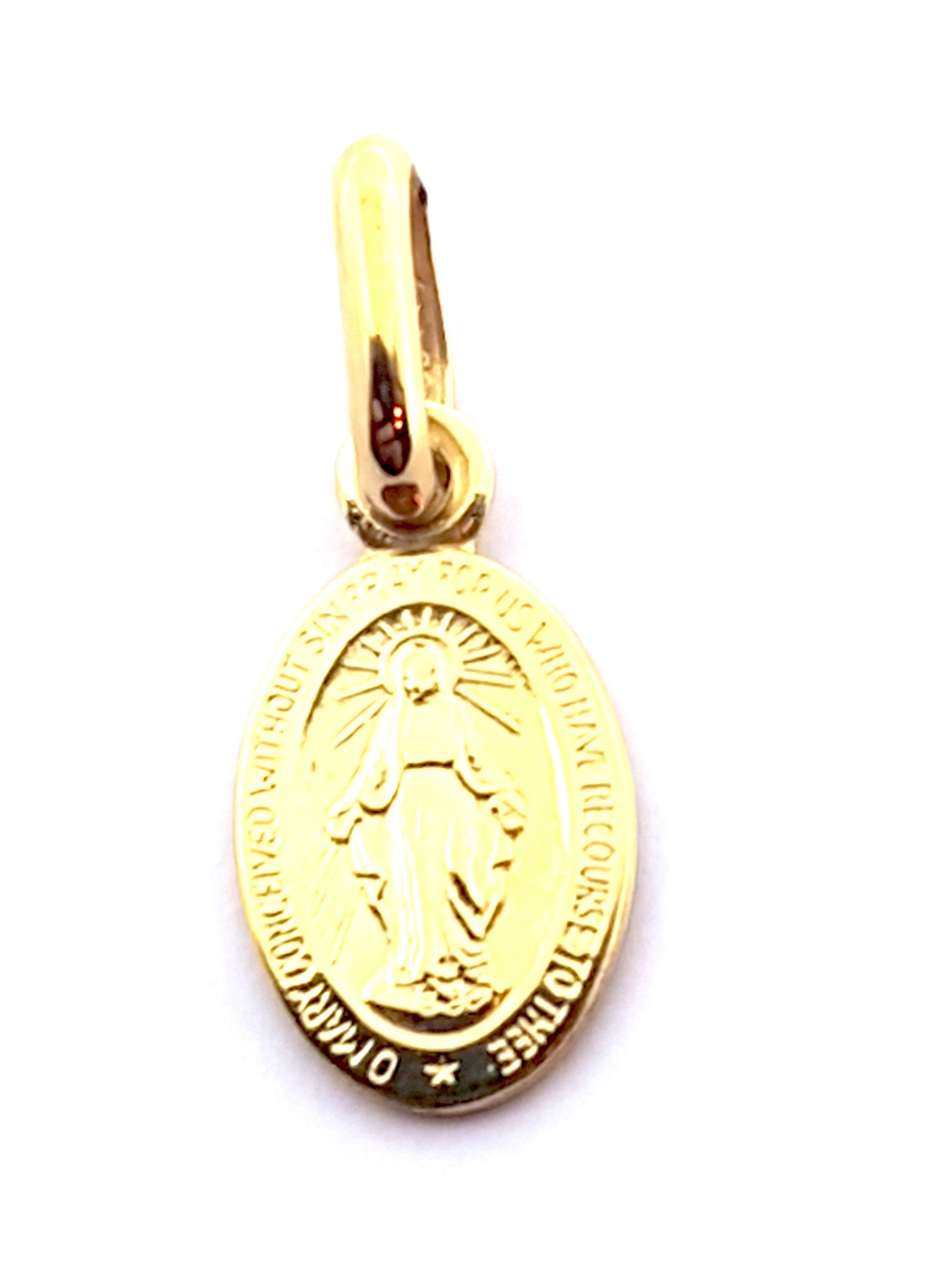 Pendentif Or Jaune massif 18k 750% Vierge Miraculeuse 1830