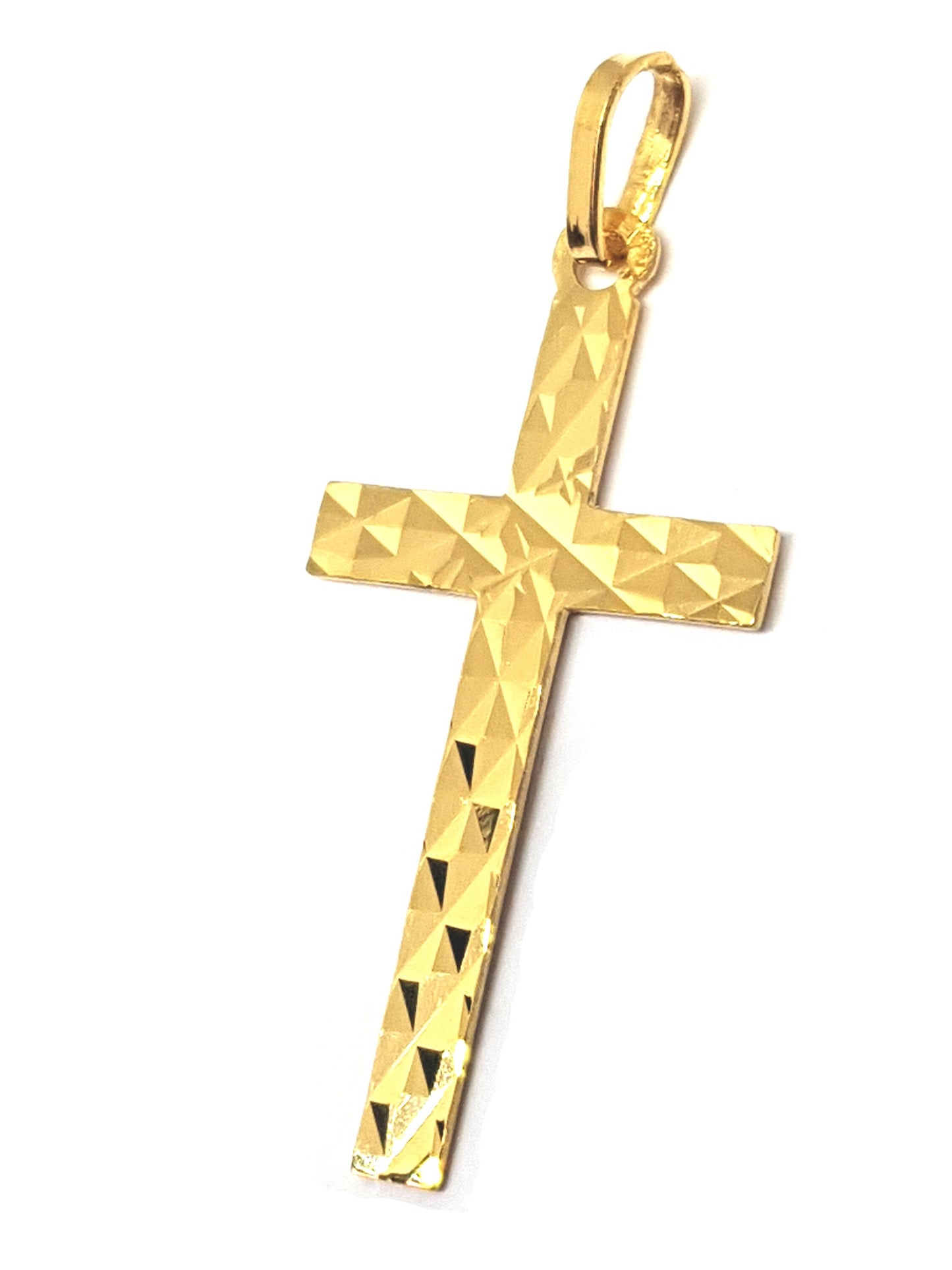 Pendentif Croix facettée , Or Jaune massif 18K 750%
