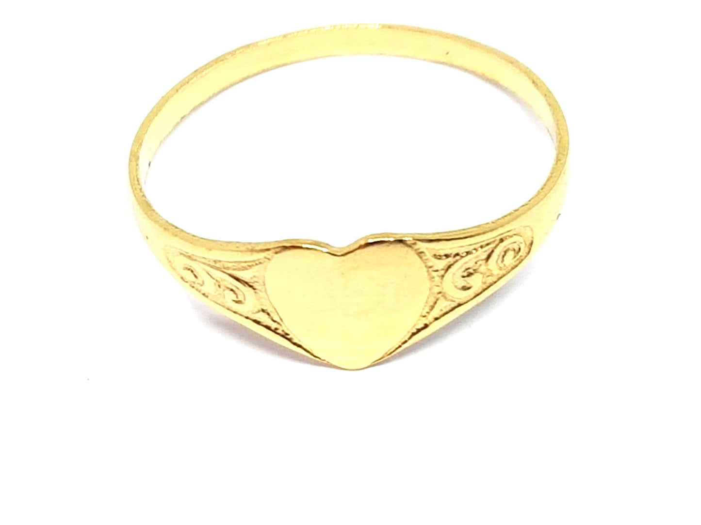 Chevalière cœur or jaune massif 18k 750% Taille 50