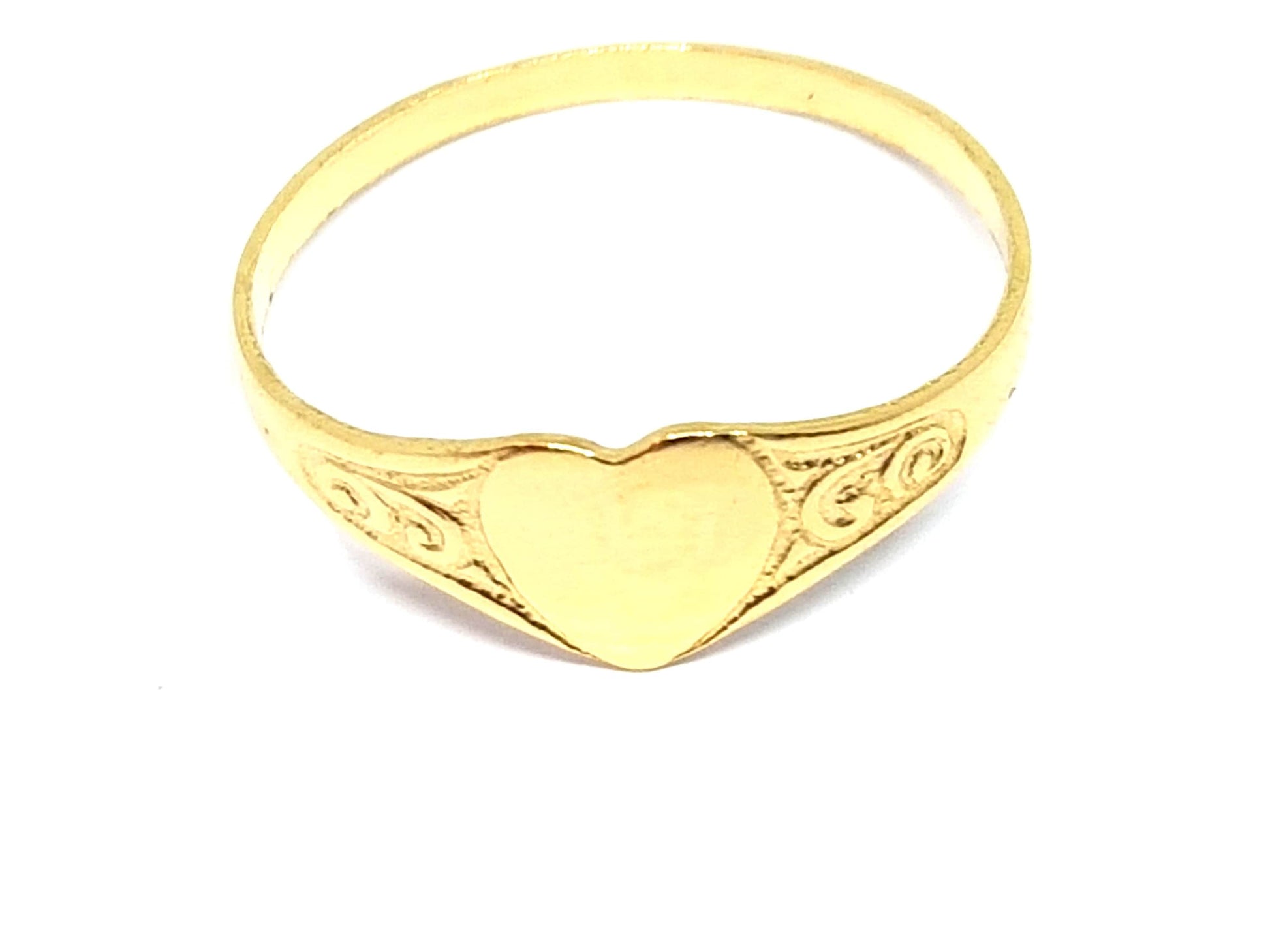 Chevalière cœur or jaune massif 18k 750% Taille 50