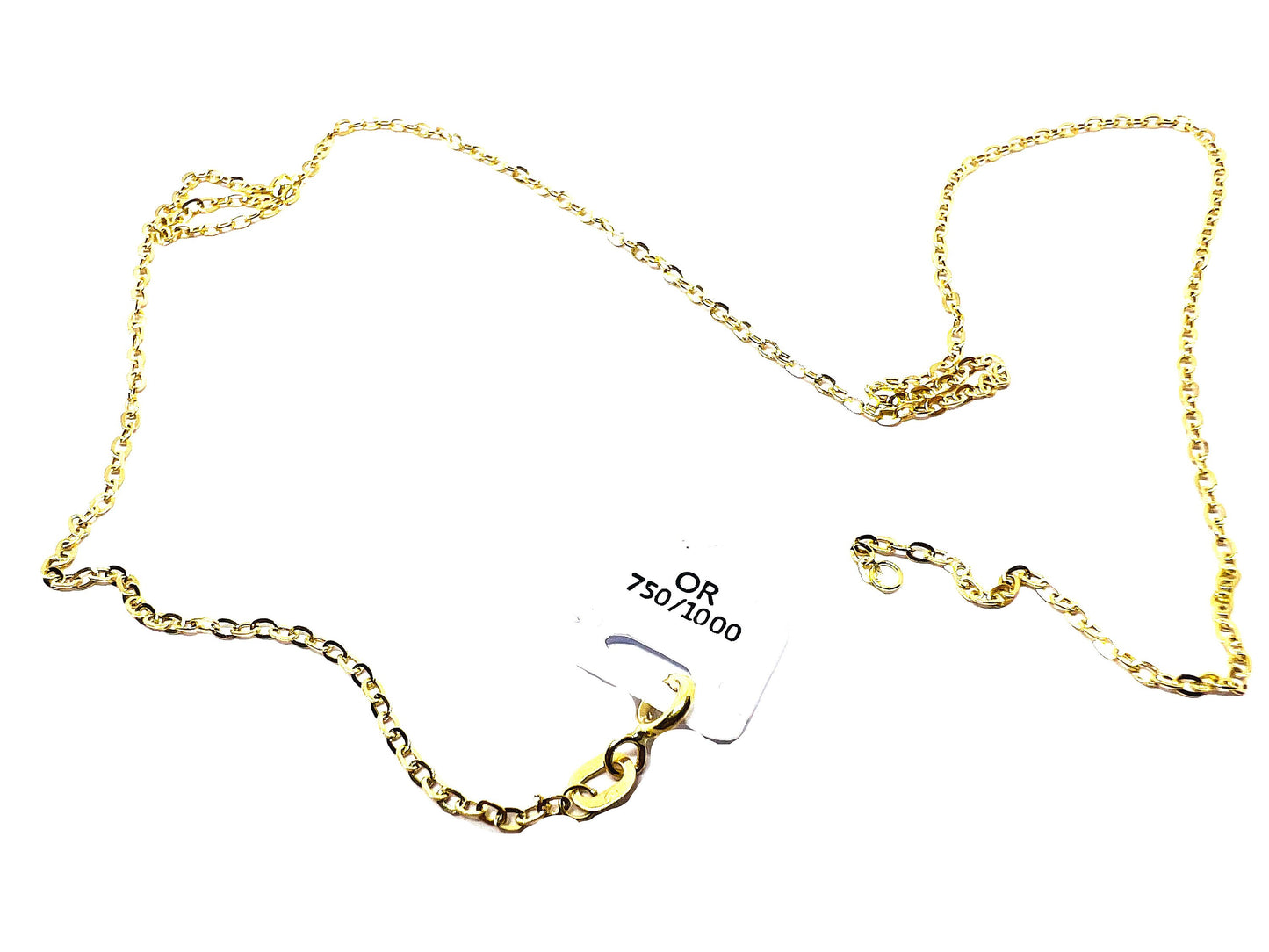 Chaîne or jaune massif 18k 750% 45 cm 1.70 mm