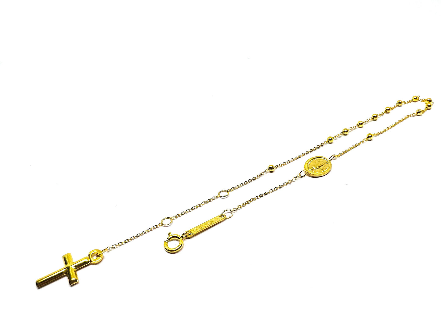 Bracelet Chapelet Vierge miraculeuse , Or jaune massif 18k 750%