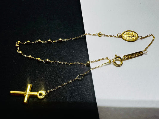 Bracelet Chapelet Vierge miraculeuse , Or jaune massif 18k 750%