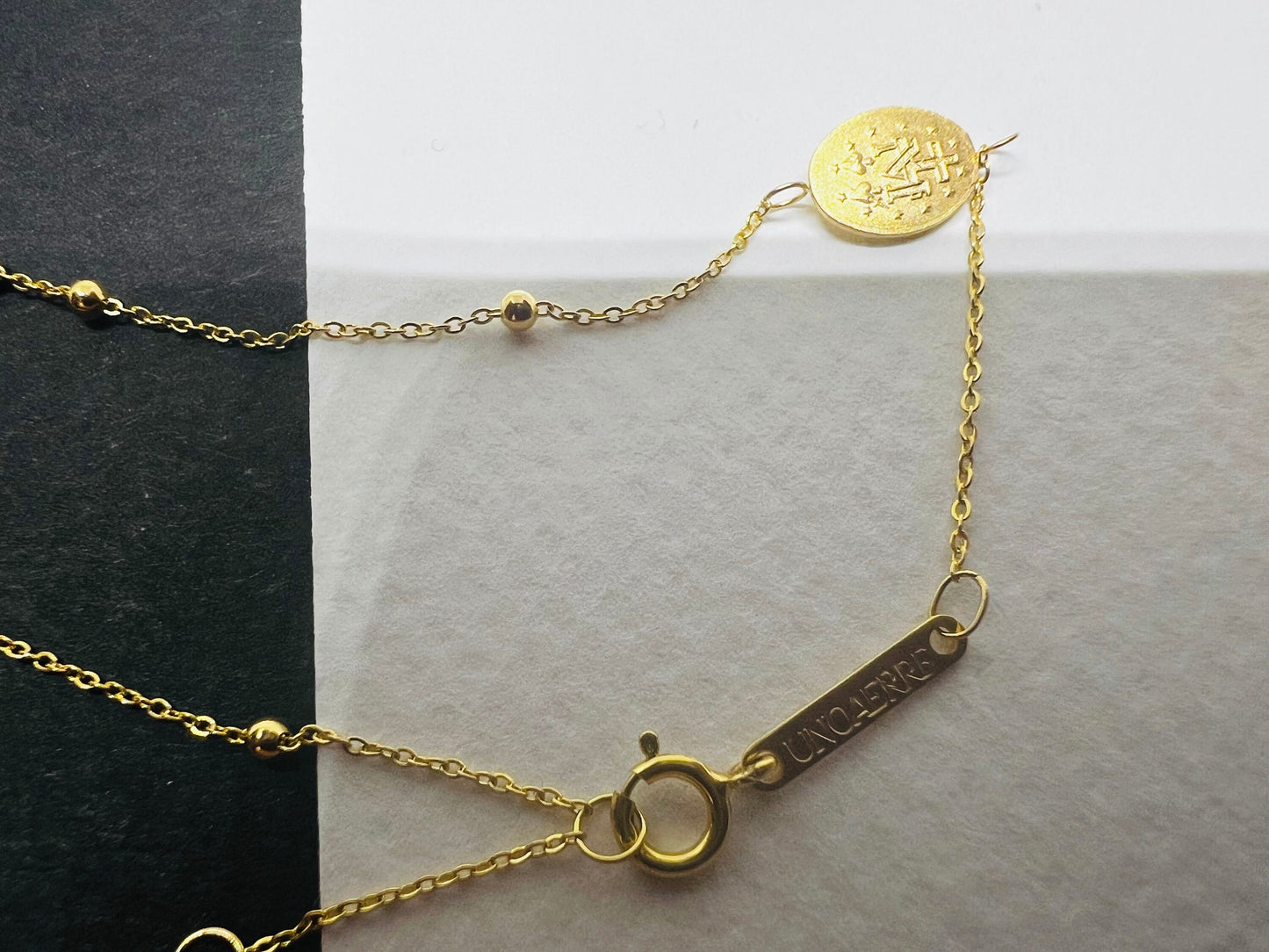 Bracelet Chapelet Vierge miraculeuse , Or jaune massif 18k 750%