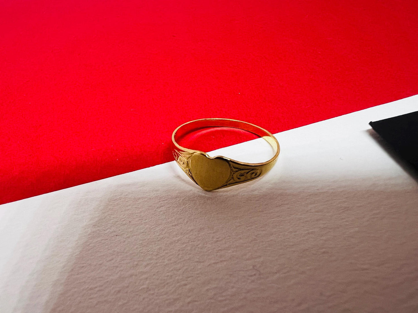 Chevalière cœur or jaune massif 18k 750% Taille 50