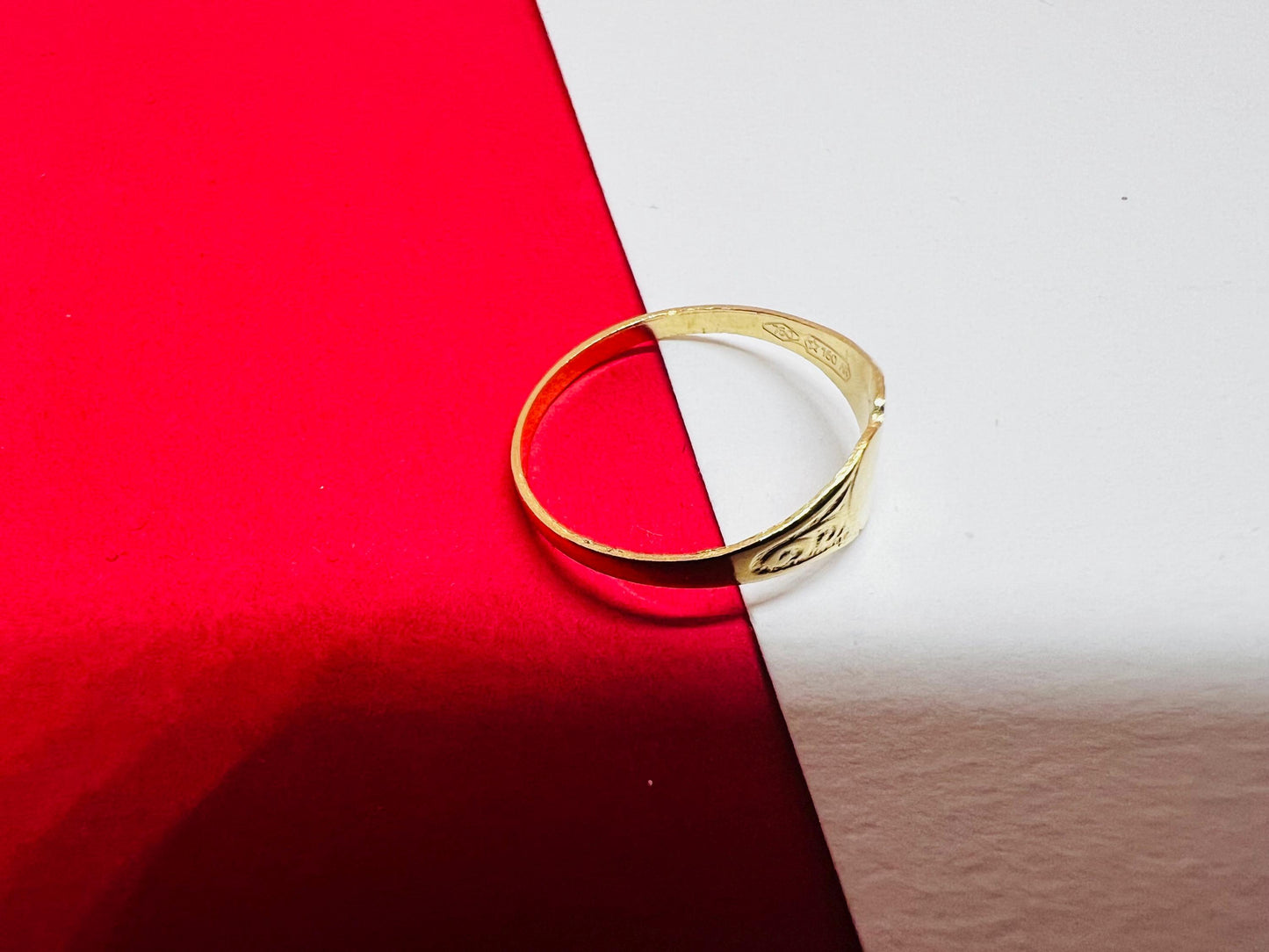 Chevalière cœur or jaune massif 18k 750% Taille 50