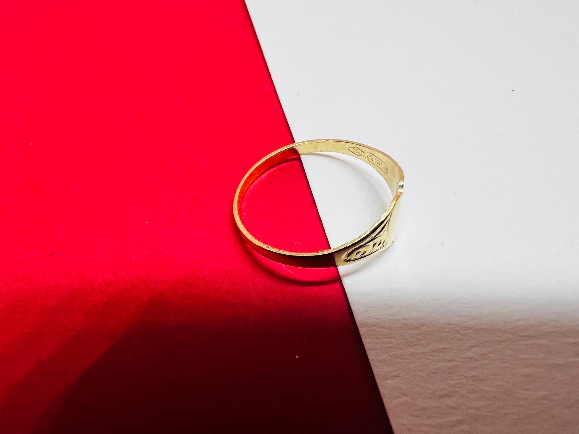 Chevalière cœur or jaune massif 18k 750% Taille 50