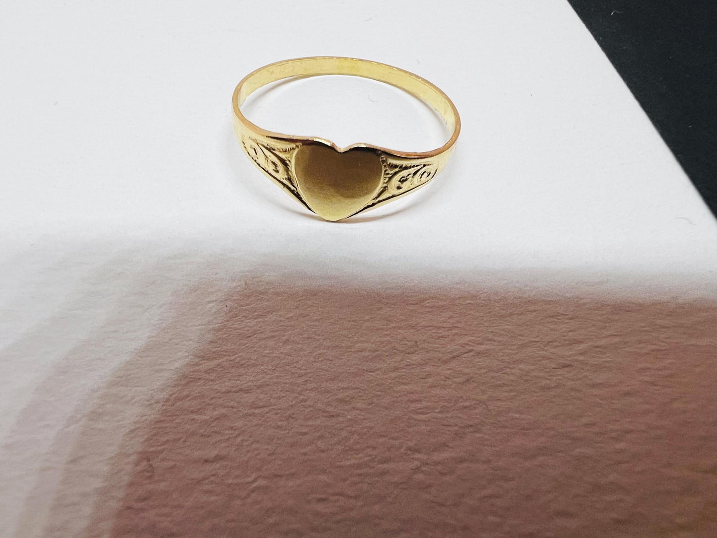 Chevalière cœur or jaune massif 18k 750% Taille 50