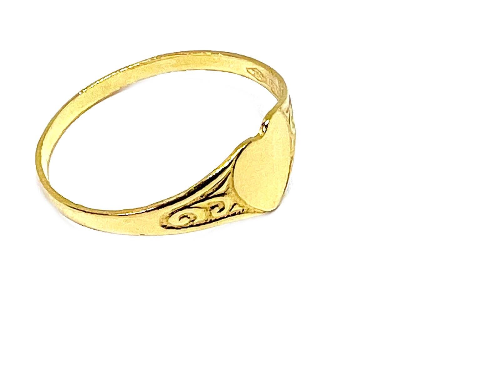 Chevalière cœur or jaune massif 18k 750% Taille 50