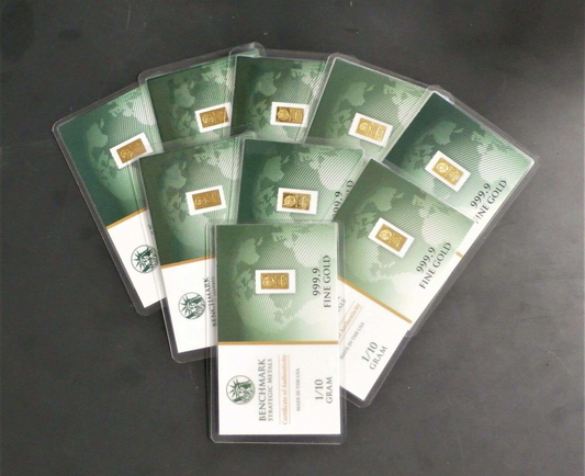 10 Lingots 1/10 grammes or fin 24k 999.9