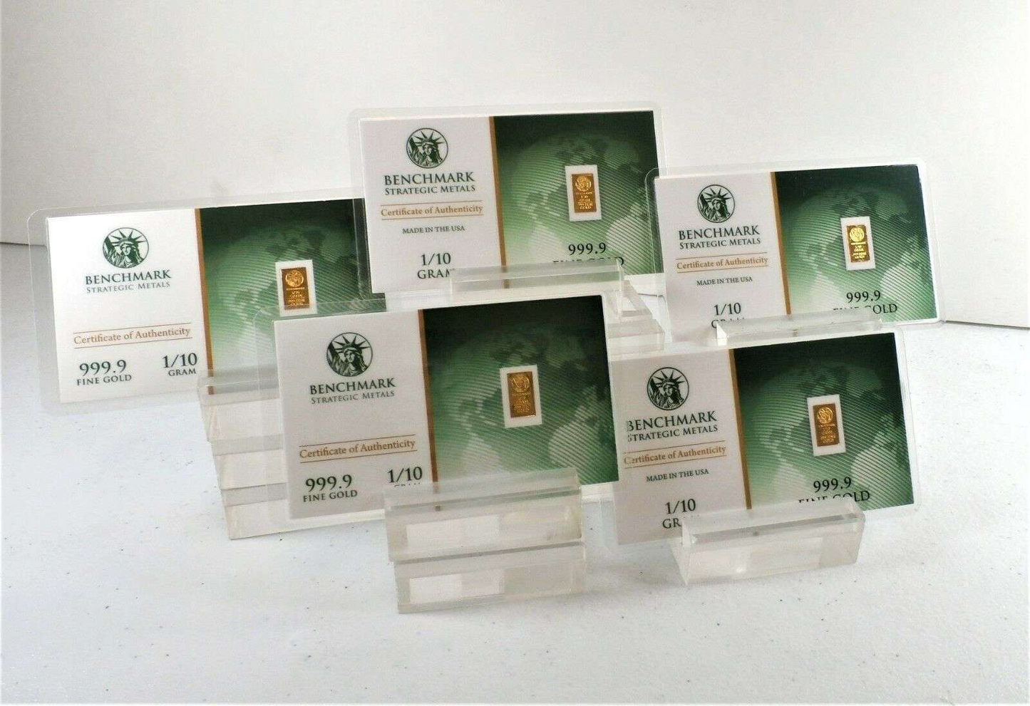 5 Lingots 1/10 grammes or fin 24k 999.9