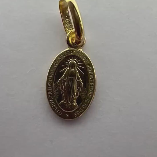 Pendentif Or Jaune massif 18k 750% Vierge Miraculeuse 1830