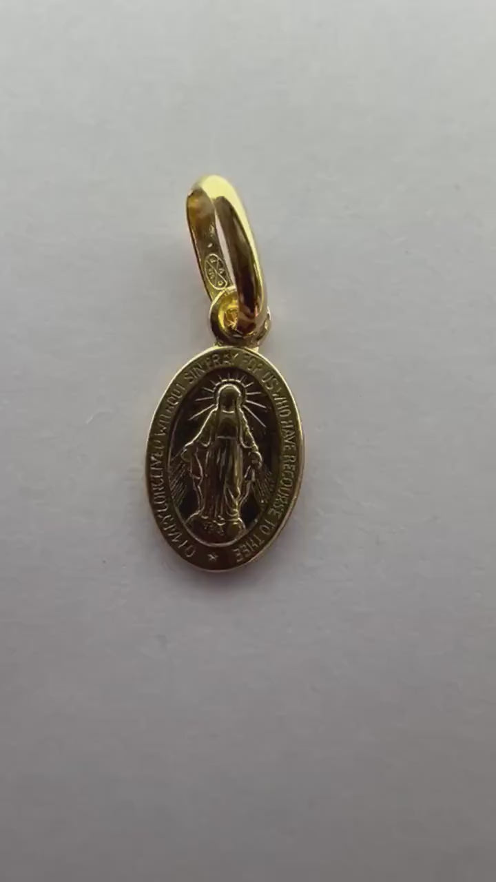 Pendentif Or Jaune massif 18k 750% Vierge Miraculeuse 1830