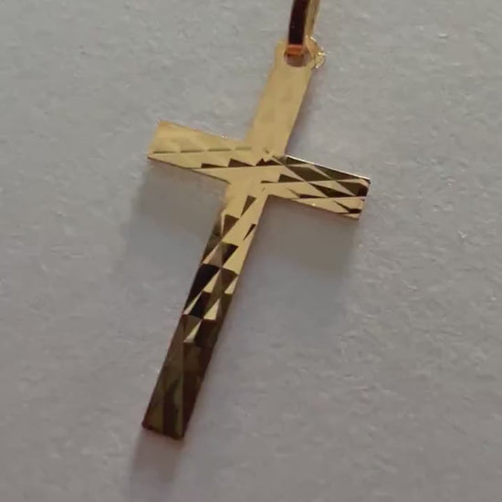 Pendentif Croix facettée , Or Jaune massif 18K 750%