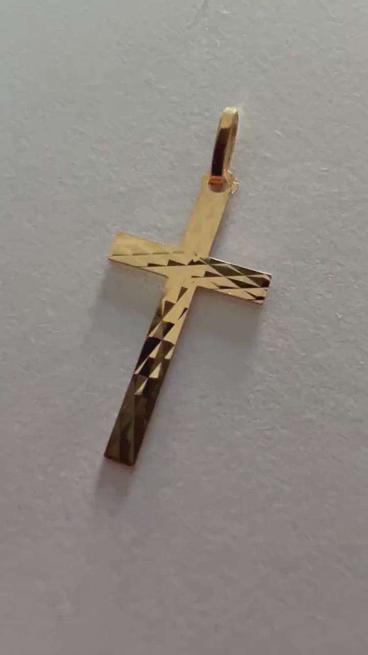 Pendentif Croix facettée , Or Jaune massif 18K 750%