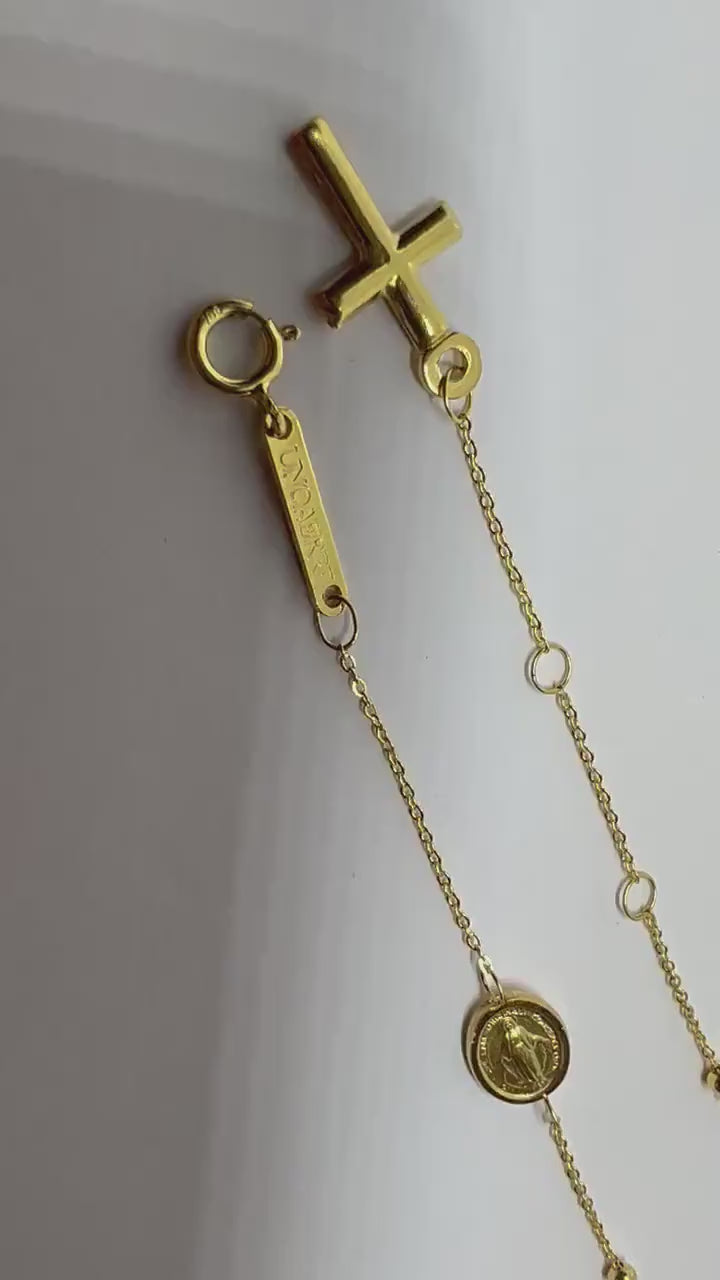 Bracelet Chapelet  Vierge miraculeuse , Or jaune massif 18k 750%