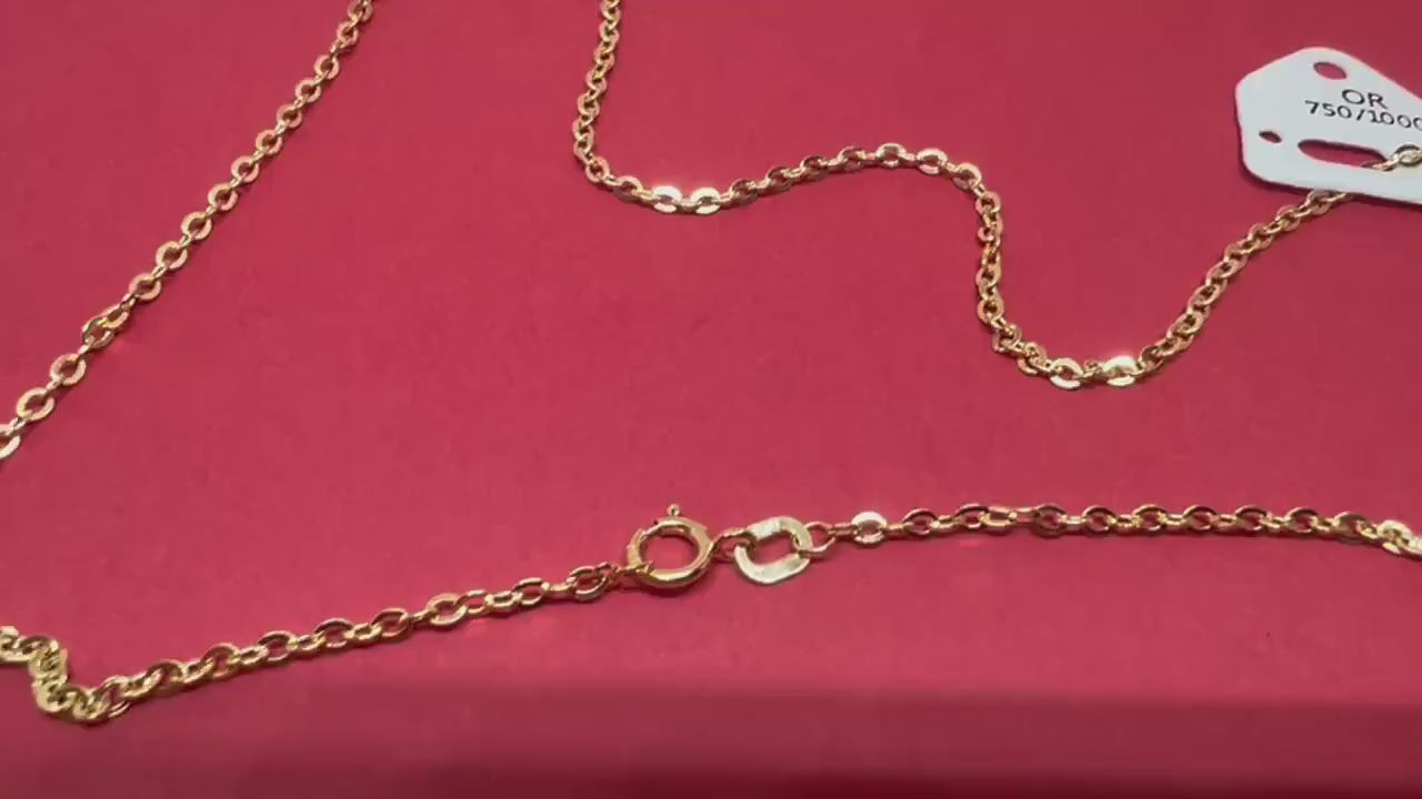 Chaîne or jaune massif 18k 750%  50 cm 2 mm