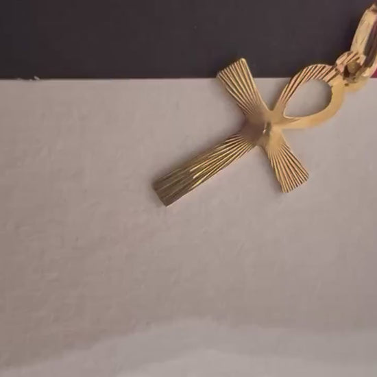 Pendentif croix de vie or jaune massif 18k 750%